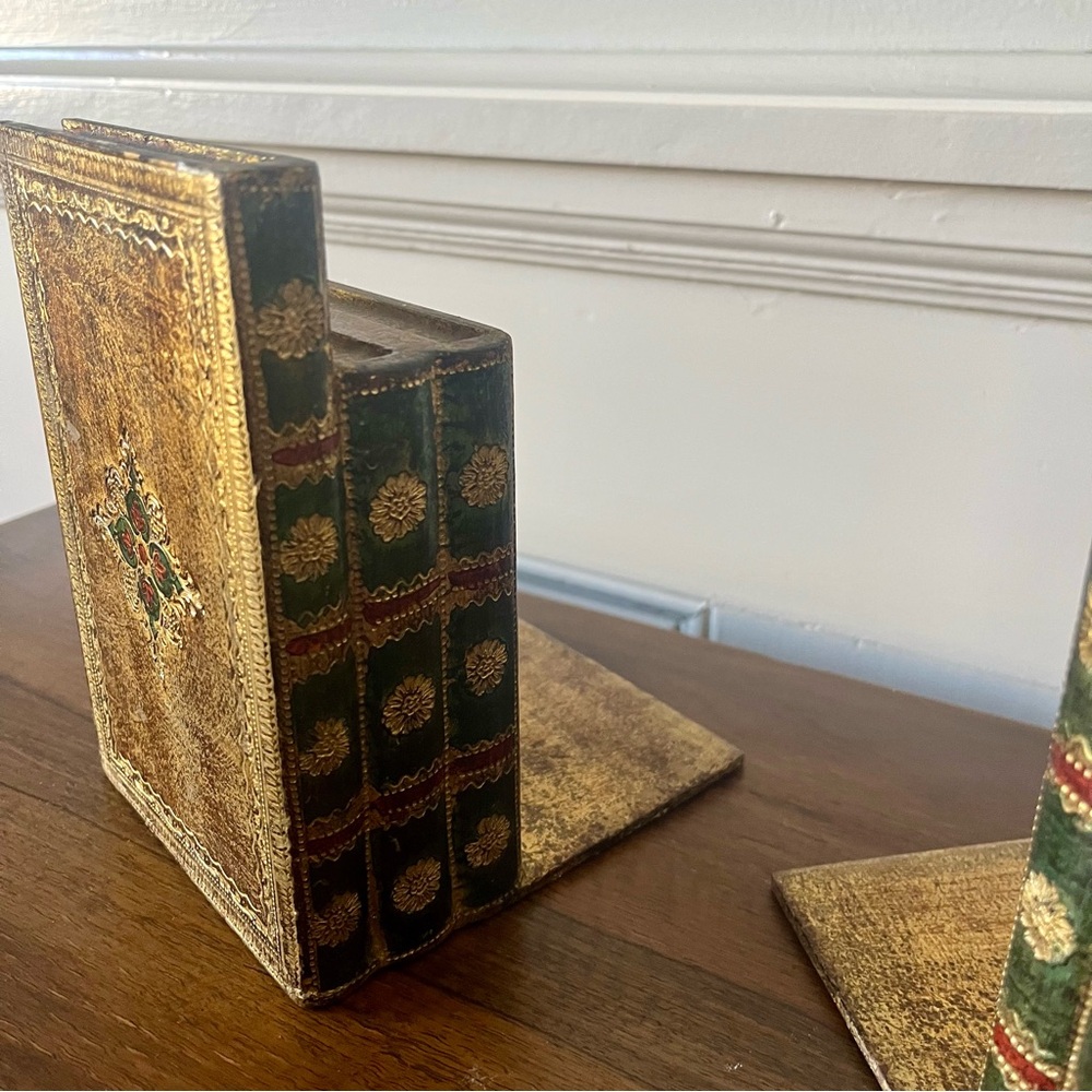 Pair of Gold Gilt Wooden Florentine Bookends, Made in Italy - Picture 9 of 14